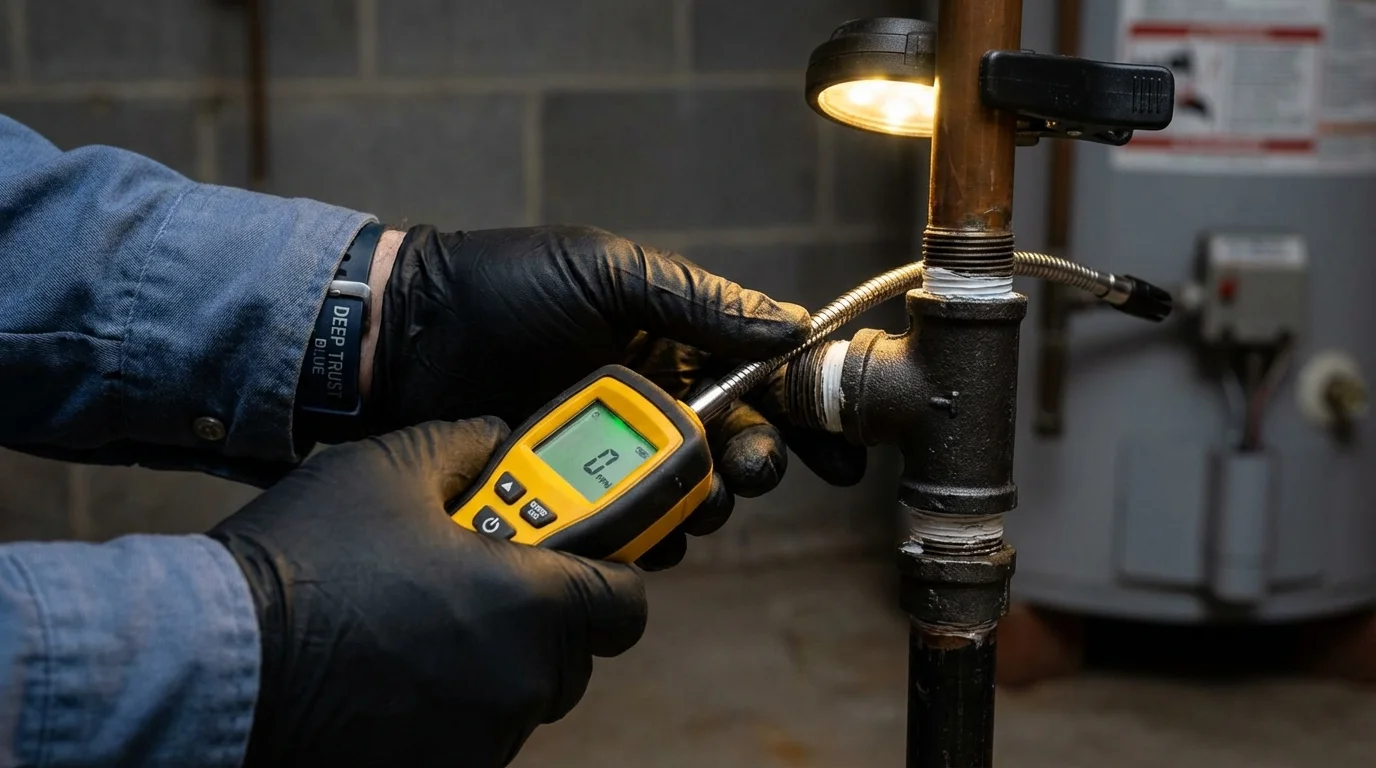Gas leak detection with electronic sniffer by Johns Plumbing LLC in Maize